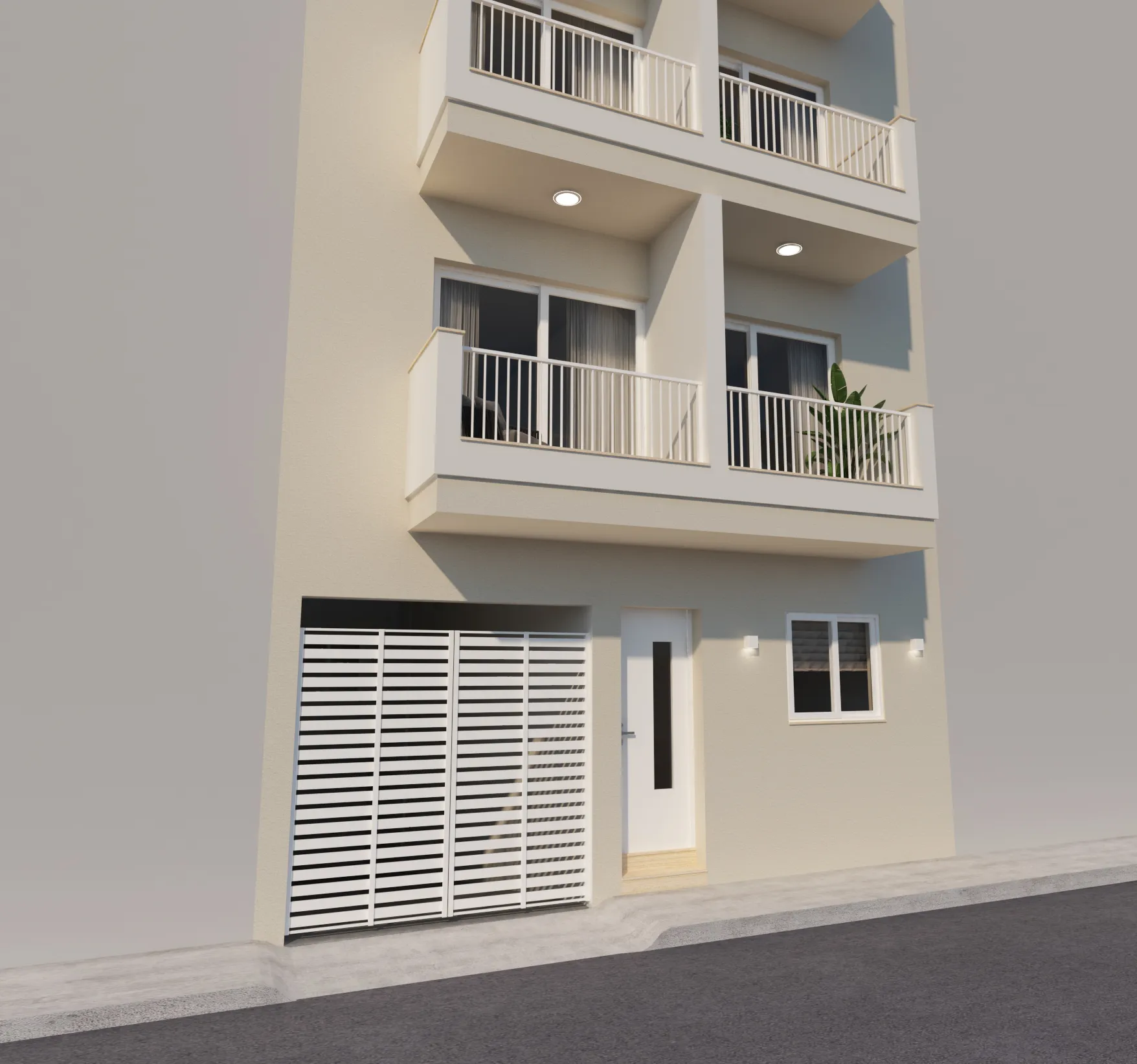 Modern residential building facade designed by Aces Design Studio in Gżira, Malta, featuring contemporary architectural styling, elegant balconies, premium exterior finishes, modern entrance design, and bespoke residential facade renovation.