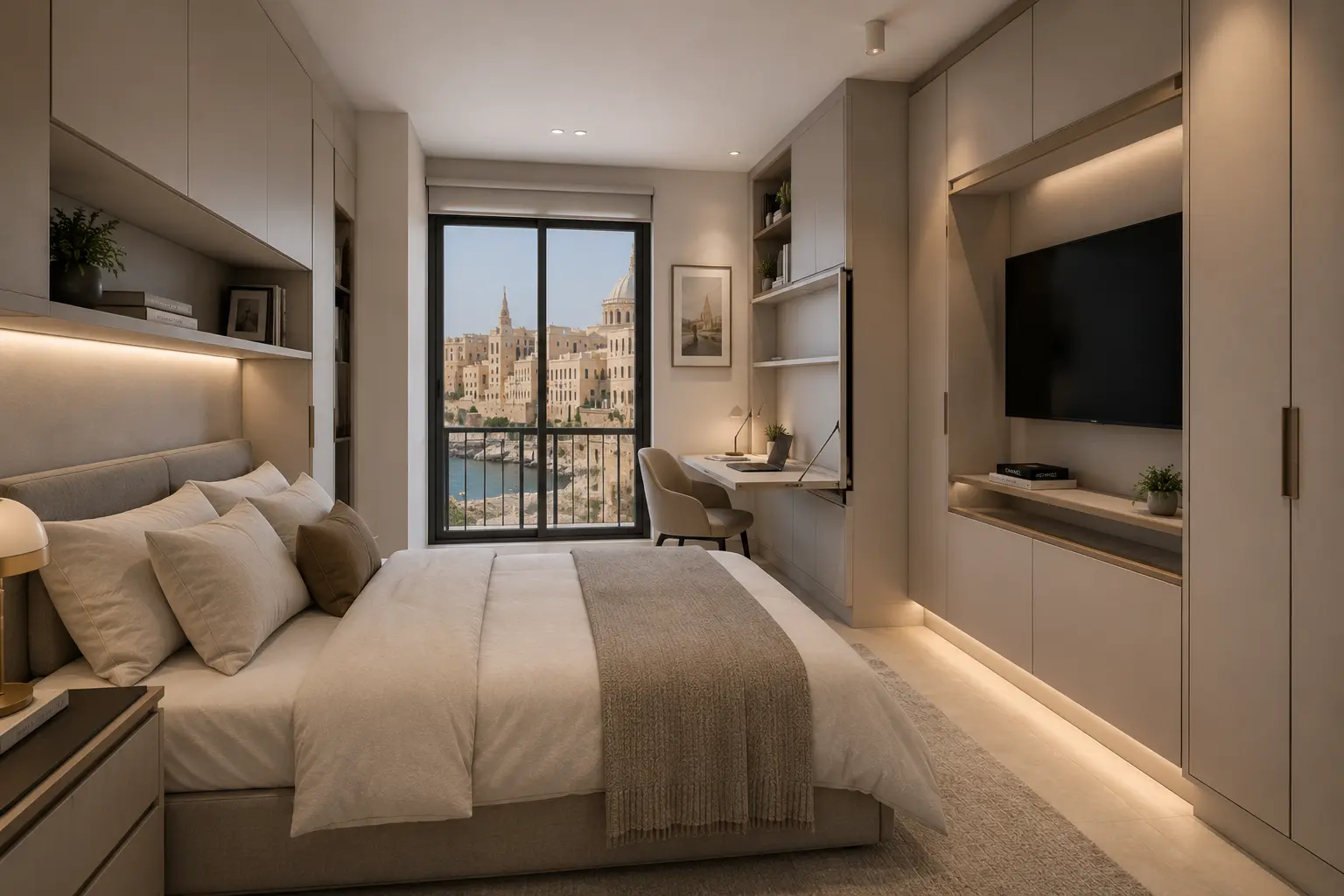 Best space-saving interior design ideas for modern small bedrooms in Malta by Aces Design Studio