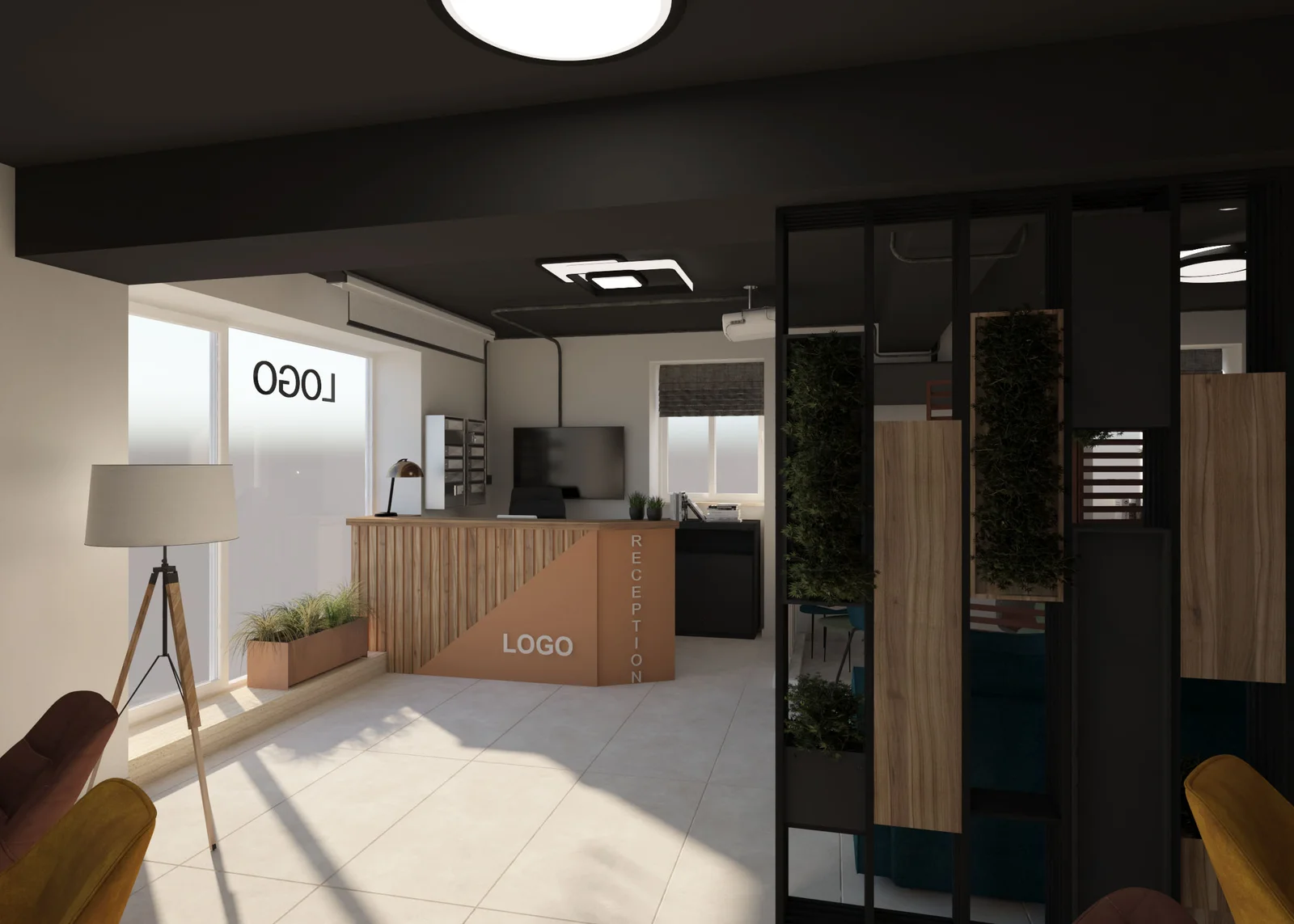 Office interior design Malta reception area with modern commercial workspace styling